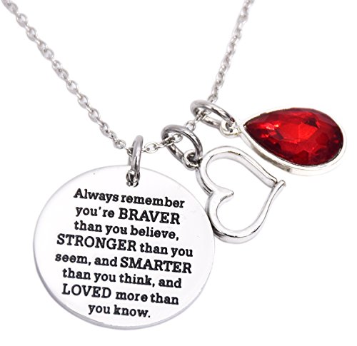 Product Cover LParkin You are Braver Than You Believe Awareness Necklace Birthstone Graduation Gift Best Friend Encouragement Gifts ...