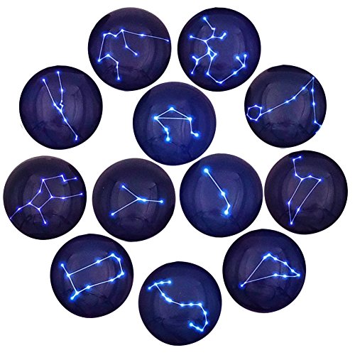 Product Cover 12 Constellation Series Fridge Magnets Beautiful Glass Creative Pushpins for Whiteboard Office Calendar Decorative Popular Home Wall Décor Set (12 constellations)