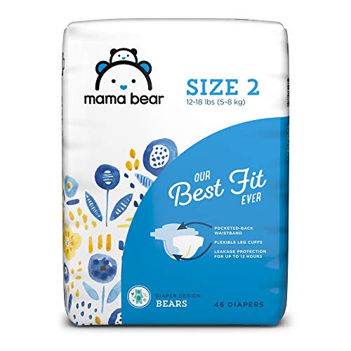 Product Cover Amazon Brand - Mama Bear Best Fit Diapers Size 2, 46 Count, Bears Print [Packaging May Vary]