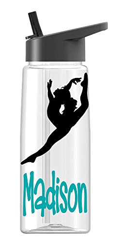 Product Cover Personalized Sport water bottle Gymnast, Dancer design with name BPA Free 24 oz, clear or colored bottle