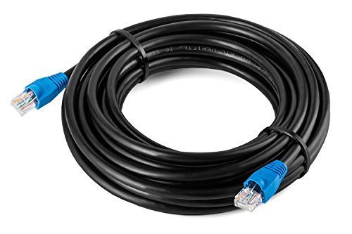 Product Cover Maximm Cat6 Outdoor Cable (50ft - Black) Zero Lag Pure Copper 550Mhz, Waterproof Ethernet Cable Suitable for Direct Burial Installations.