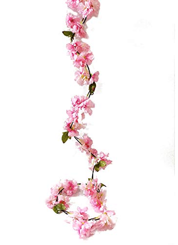 Product Cover Artfen Artificial Cherry Blossom Vine Hanging Plants Faux Sakura Garland Fake Oriental Cherry Wreath Artificial Flower 5.8 FT Light Pink