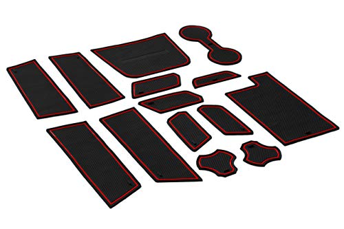 Product Cover CupHolderHero for Chevy Equinox 2018-2020 Custom Fit Cup Holder, Door, and Center Console Liner Accessories 12-pc Set (Red Trim)