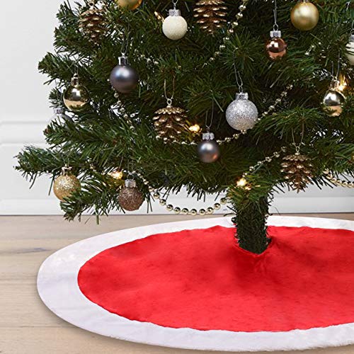 Product Cover Lalent Christmas Tree Skirt - 48 inches - Large Red and White Holiday Traditional Velvet Christmas Decorations for Home
