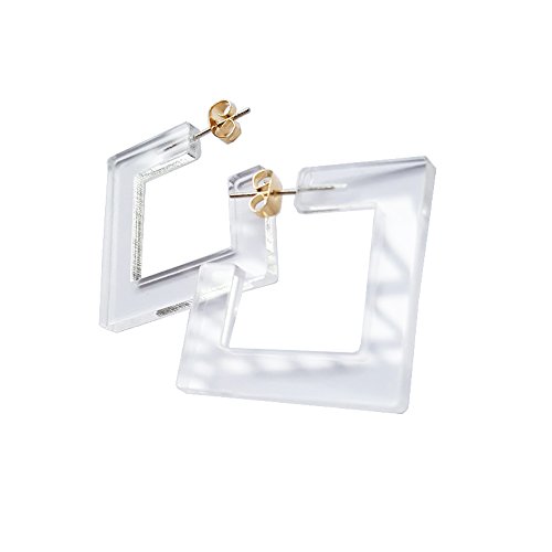 Product Cover New Arrival Creative Transparent Acrylic Material Exaggerated Square Shape Candy Colors Women/Girl's Charm Earrings Ear Studs(5cm) (Clear(5cm))