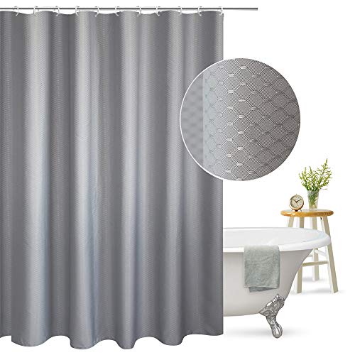 Product Cover AooHome Extra Long Shower Curtain Fabric Bathroom Curtain Waffle Weave Pattern with Weighted Hem, Heavy Duty, 72x86 Inch, Grey