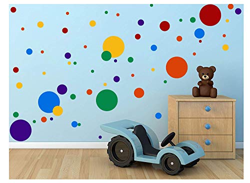 Product Cover TOARTi Polka Dots Wall Decals(132 Decals) Easy to Peel&Stick Polka Dots Wall Decals Safe on Walls Paint Removable Primary Colors Vinyl Polka Dot Decor Round Wall Stickers for Nursery Room (Multicolor)