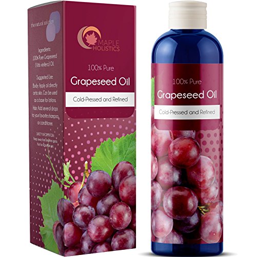 Product Cover 100% Pure Grapeseed Oil For Skin Face And Hair Natural Vitamin Rich Carrier Oil Hypoallergenic Anti Aging Serum Moisturizer and Therapeutic Hydrating Anti Cellulite Massage Oil For Muscles And Joints