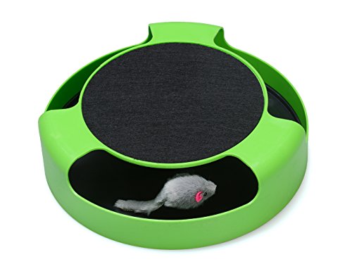 Product Cover FYNIGO Cat Interactive Toys with a Running Mice and a Scratching Pad,Catch The Mouse,Cat Scratcher Catnip Toy,Green
