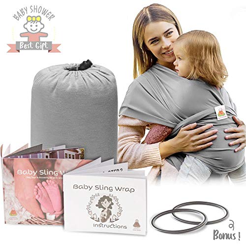 Product Cover Lazy Monk Baby Wrap Carrier Sling | Soft Infant Newborn Wraps Holder Set | Breathable Organic Preemie Cotton with 2 Aluminum Rings & Instructions | Ideal Baby Gifts for Nursing Moms