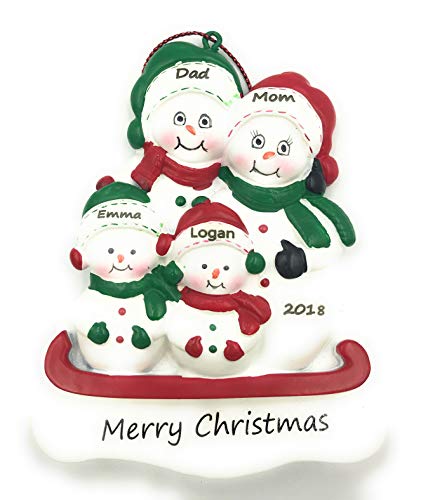 Product Cover Personalized Snowman Family of 4 Christmas Ornament 2019