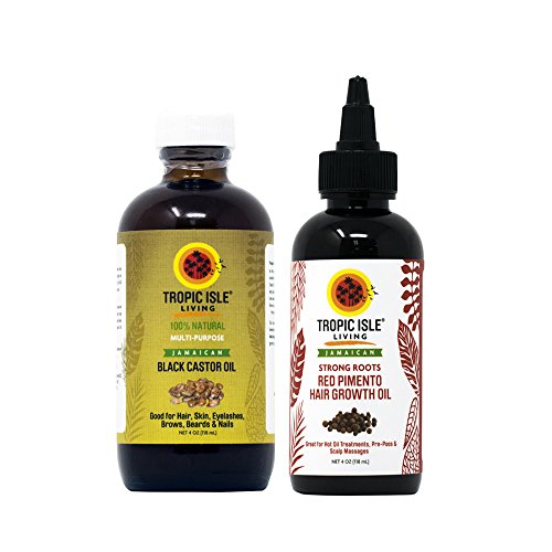 Product Cover Tropic Isle Living Jamaican Strong Roots Red Pimento Hair Growth Oil + Jamaican Black Castor Oil 4oz Set