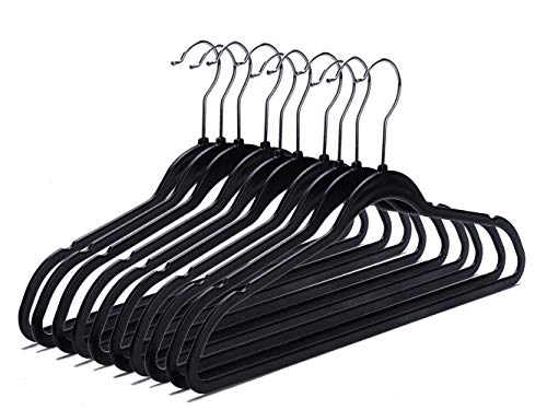Product Cover Quality Plastic Non Velvet Non-Flocked Hangers Black Swivel Hook- (50)