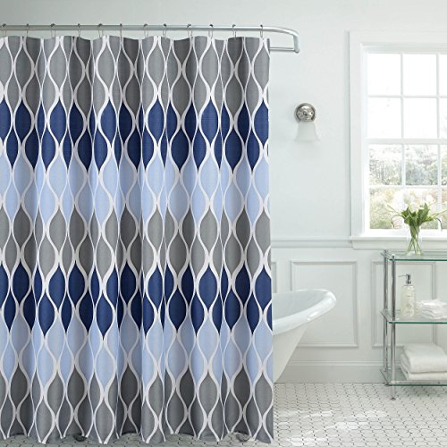 Product Cover Clarisse Faux Linen Textured 70 x 72 in. Shower Curtain with 12 Metal Rings, Blue
