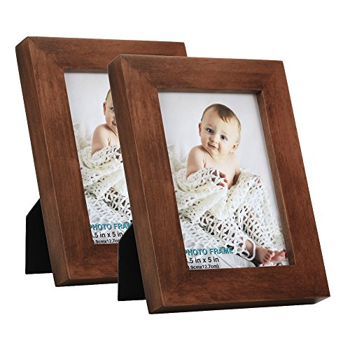 Product Cover RPJC 3.5x5 Picture Frames (Set of 2) Made of Solid Wood High Definition Glass for Table Top Display and Wall Mounting Photo Frame Brown