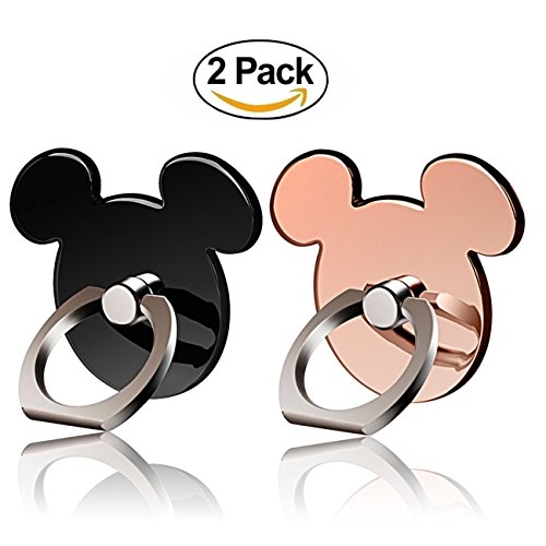 Product Cover Cartoon Phone Ring Stand Holder (BLACK&ROSEGOLD) 360 Rotation Cell Phone Grip for Apple Iphone X/8 7 Plus 6 6S 5 5S Samsung Galaxy Note, Tablet and Ipad pipigo[2 Pack]