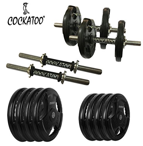 Product Cover Cockatoo (10 Kg-20 Kg) Professional Dumbbells Set with Regular Metal Integrated (31 mm) Rubber Plates, Dumbbells Kit, Home Gym Set