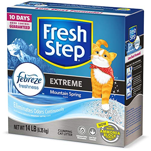 Product Cover Fresh Step Extreme Scented Litter with The Power of Febreze, Clumping Cat Litter - Mountain Spring, 14 lb, Grey