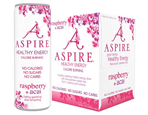 Product Cover ASPIRE Healthy Energy, Calorie Burning, Zero Calorie, Zero Sugar Drink Raspberry + Acai 4-Pack