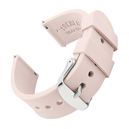 Product Cover Archer Watch Straps - Silicone Quick Release Soft Rubber Replacement Watch Bands for Men and Women (Pale Rose, 16mm)