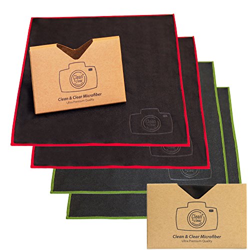 Product Cover Clean & Clear Microfiber Extra Large [4 Pack] Ultra Premium Quality Lens Cleaning Cloths - Microfiber Cleaning Cloth Camera Lens, Glasses, Screens, Phones