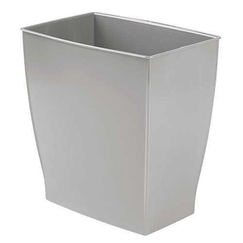 Product Cover iDesign Spa Rectangular Trash Can, Waste Basket Garbage Can for Bathroom, Bedroom, Home Office, Dorm, College, 2.5 Gallon, Gray