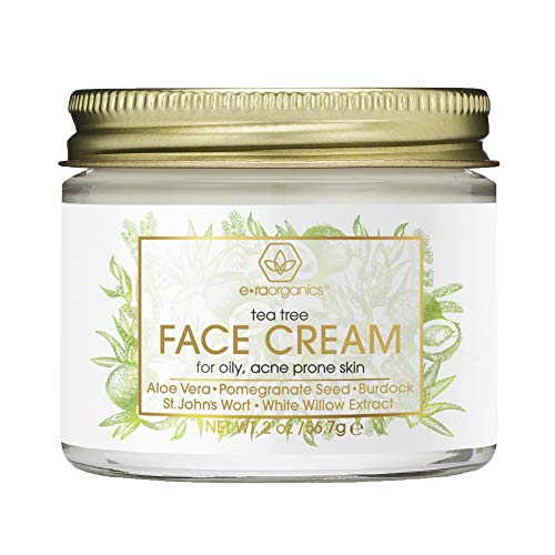 Product Cover Tea Tree Oil Face Cream - For Oily, Acne Prone Skin Care Natural & Organic Facial Moisturizer with 7X Ingredients For Rosacea, Cystic Acne, Blackheads & Redness 2oz Era-Organics