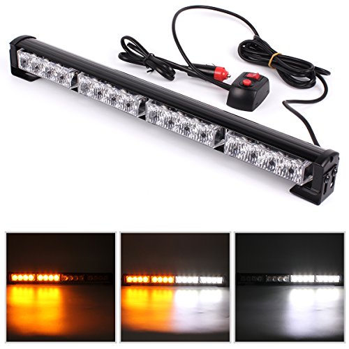 Product Cover GES 16 LED Flashing LED Lights, 18 Inch Emergency Vehicle Light 7 Flashing Modes Flash Lights, Warning Traffic LED Light for Car Truck (White and Yellow)