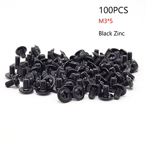 Product Cover HONBAY 100PCS M3x5 Black Zinc Round Head PC Mounting Computer Screws Computer Case Fixed Motherboard Screw