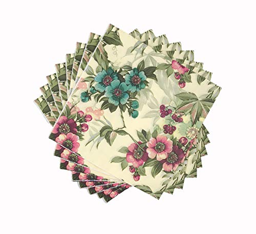Product Cover WallyE Shabby Chic Floral Paper Napkins,Mint Floral Printed Country Garden Inspired for Thanksgiving Garden Party or Wedding,20 Pack