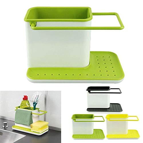 Product Cover Inditradition 3 in 1 Kitchen Sink Organizer (for Dishwasher Liquid, Brush, Cloth, Soap, Sponge), Plastic