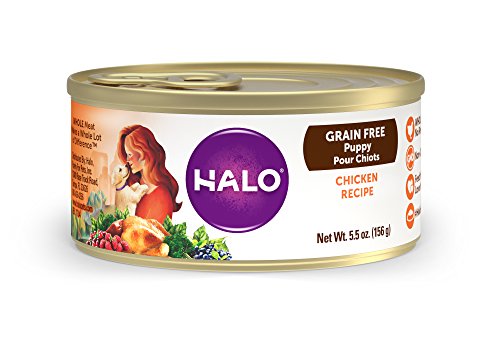 Product Cover Halo Grain Free Natural Wet Dog Food, Puppy Chicken Recipe, 5.5-Ounce Can (Pack Of 12)