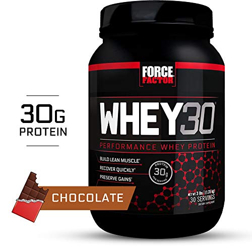 Product Cover Force Factor WHEY30 Performance Whey Protein to Build Lean Muscle, Recover Quickly, and Preserve Gains, 3 Pounds