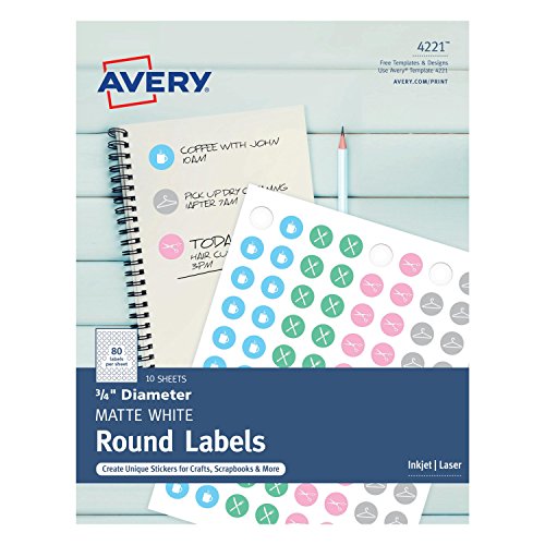 Product Cover Avery Matte Print-to-the-Edge Round Labels with Sure Feed, 3/4