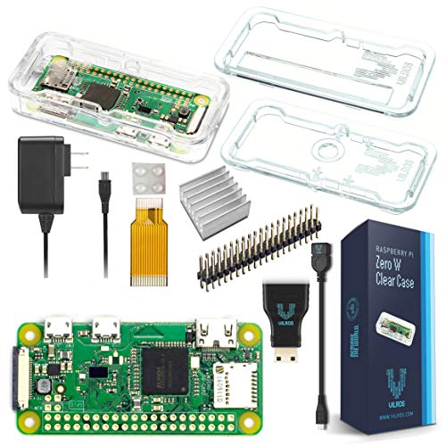 Product Cover Vilros Raspberry Pi Zero W Basic Starter Kit- Clear Case Edition-Includes Pi Zero W -Power Supply & Premium Clear Case