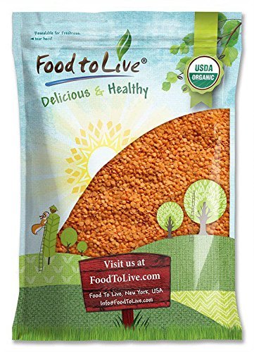 Product Cover Organic Red Split Lentils by Food to Live (Dry Beans, Non-GMO, Kosher, Raw, Masoor Dal, Bulk) - 5 Pounds