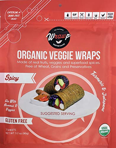 Product Cover Organic Veggie Wraps -Mini Raw Vegan Spicy Flat Bread Perfect for Wraps, Sandwiches, Crackers, Side Bread or a Simple Snack