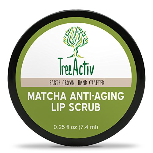 Product Cover TreeActiv Matcha Anti-Aging Lip Scrub, Natural Exfoliation for Dry, Chapped Lips, Exfoliate, Heal, Hydrate & Protect, Lip Moisturizer for Men & Women, Lip Sugar Scrub, Reduce Wrinkles