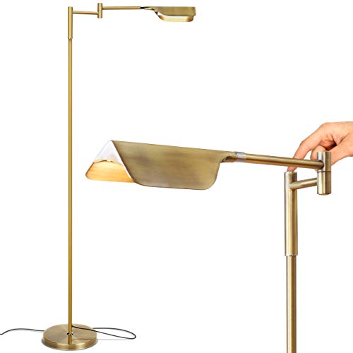 Product Cover Brightech Leaf - Touch LED Floor Lamp for Reading, Crafts & Precise Tasks - Standing Modern Pharmacy Bright Light for Living Room, Sewing - Great by Office Desks & Tables - Antique Brass