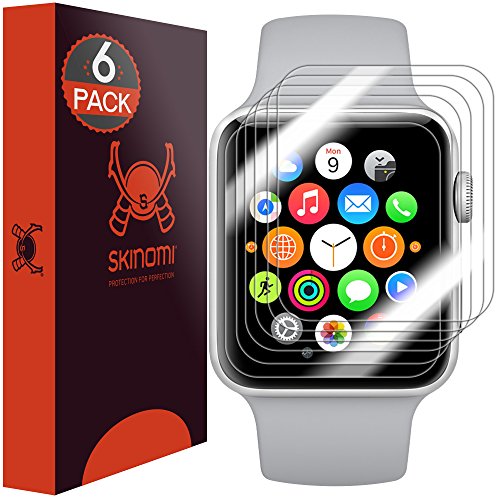 Product Cover Skinomi TechSkin [6-Pack] Clear Screen Protector for Apple Watch (38mm)(Apple Watch Nike+, Series 3/2/1 Compatible) [Full Coverage] Anti-Bubble HD TPU Film