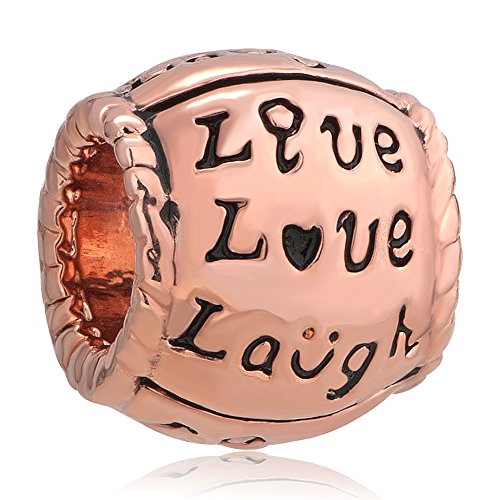 Product Cover ReisJewelry Live Love Laugh Charm Trinity Ring Sprial Charms Bead for Bracelet (Rose Gold)