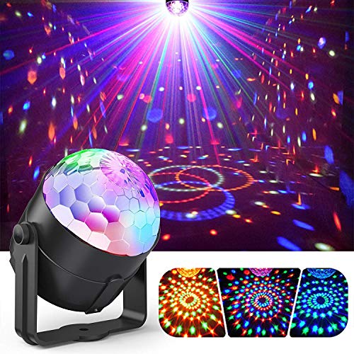Product Cover Party Ball Lights, Gvoo 5W RGB LED Sound Activated Rotating Crystal DJ Disco Lights Stage Lights with Remote Control for Party, KTV, Wedding, Bar and Celebration