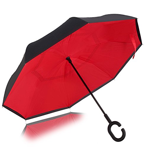 Product Cover VISMIINTREND Auto Close Folding Blue Umbrella Black Red Polka Dots