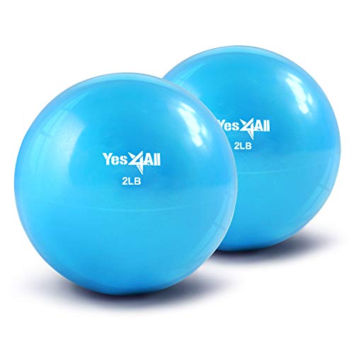 Product Cover Yes4All Soft Weighted Toning Ball/Medicine Sand Ball - Great for Exercise, Workout - Soft Weighted Ball (2 lbs, Blue) - Total Weight: 4 lbs (Pair)