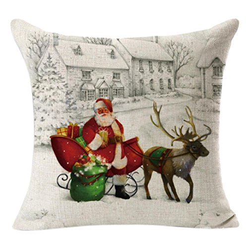 Product Cover IEason Christmas Pillow Cases Throw Flax Pillow Case Decorative Cushion Pillow Cover