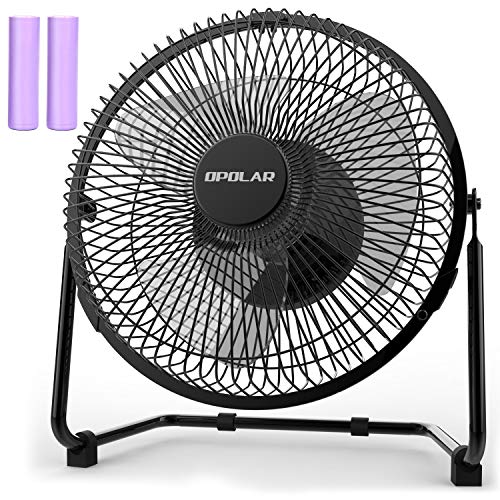 Product Cover OPOLAR Battery Operated Rechargeable Desk Fan for Home Camping Hurricane, 9 Inch Battery Powered USB Fan with Metal Frame, Quiet Portable Fan with 5200 mAh Capacity & Strong Airflow