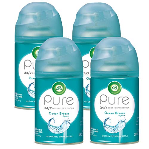 Product Cover Air Wick Pure Freshmatic 4 Refills Automatic Spray, Ocean Breeze, 4ct, Air Freshener, Essential Oil, Odor Neutralization, Packaging May Vary