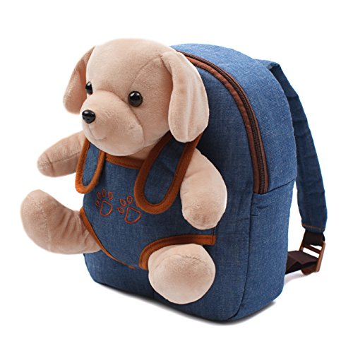Product Cover Cute Toy Toddler Backpack - Kids Stuffed Animal Toy Backpack - Kids Backpacks for Boys and Girls with Plush Toy (Blue Jeans)