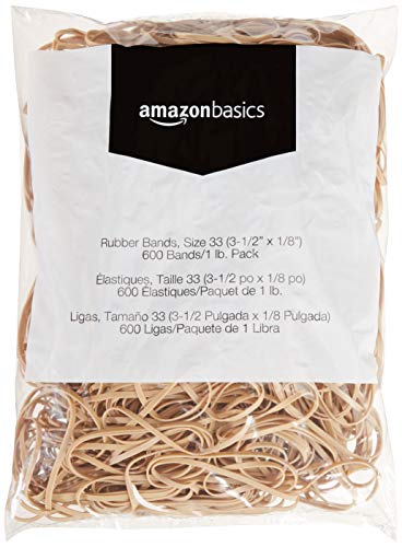 Product Cover AmazonBasics Rubber Bands, Size 33 (3-1/2 x 1/8 Inch), 600 Bands/1 lb. Pack, 3-Pack