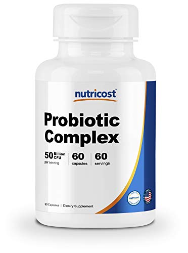 Product Cover Nutricost Probiotic Complex - 50 Billion CFU, 60 Capsules - Probiotic for Men and Women - Veggie Capsules, Non-GMO, Gluten Free